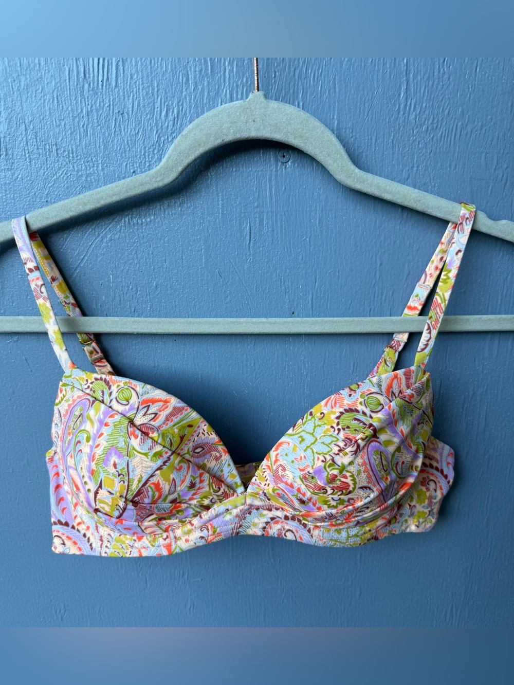 Victoria’s Secret Angel Convertible Bikini Top 34A Pastel Paisley Underwire Swim
